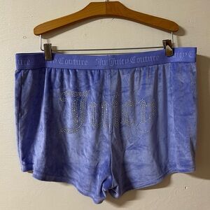 Juicy Couture Womens Velour Velvet Shorts Purple Y2K Jeweled Bling Spellout XL